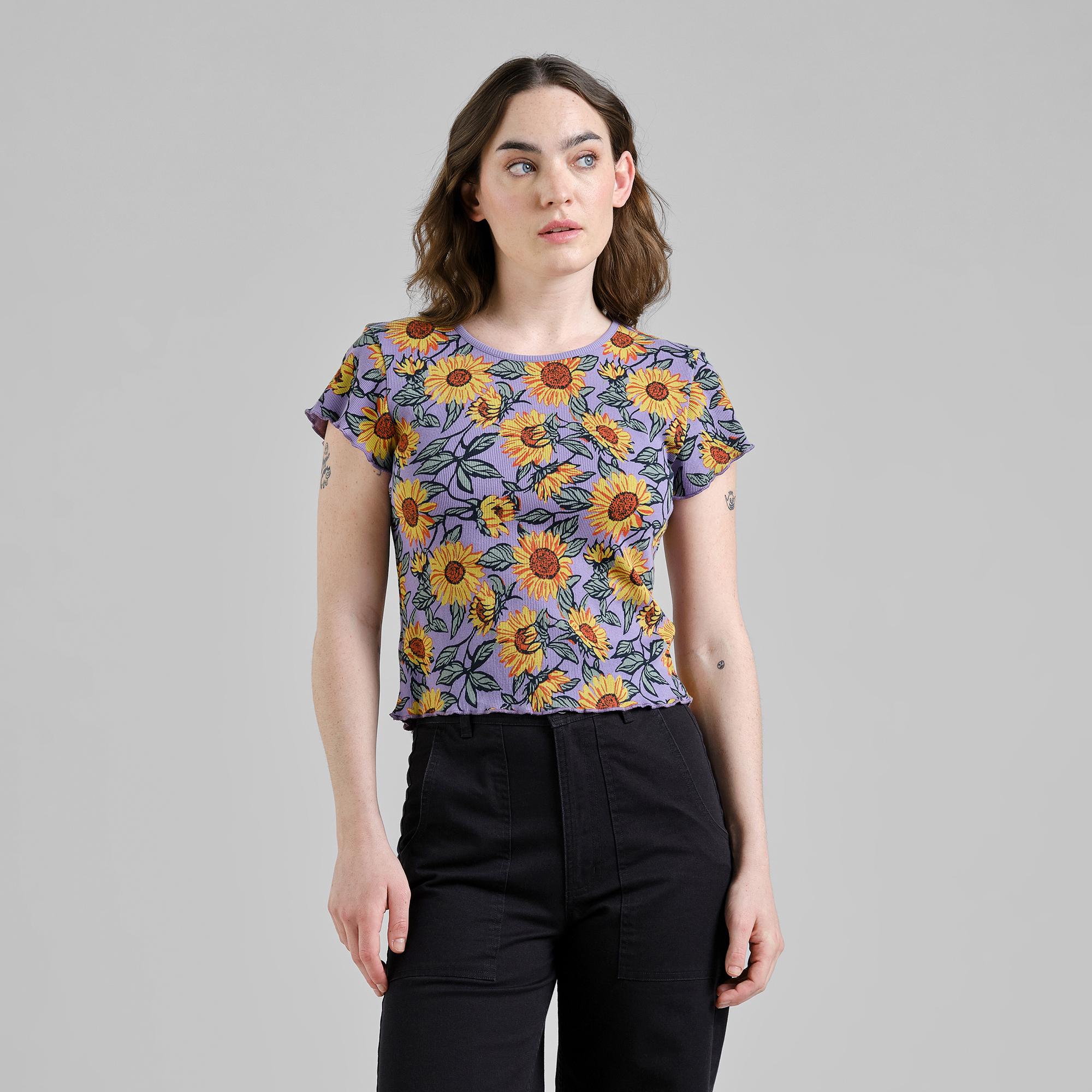 Dedicated Ven Sunflower Haze Purple Rib Top Damen lila
